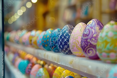 Easter eggs in a vibrant display Celebrating the festive spirit and tradition of easter with colorful designs
