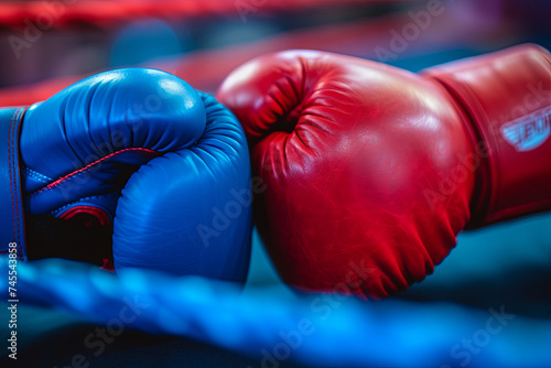 Boxing with Red and Blue gloves, Sport and Game competition concept