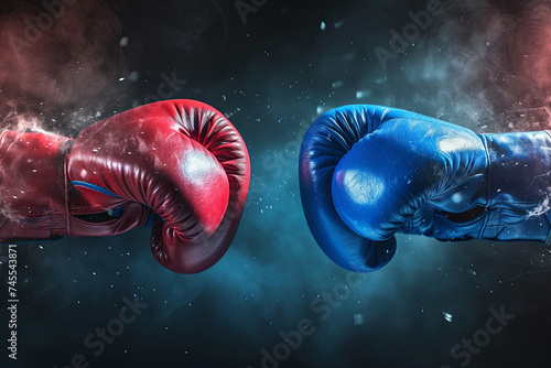 Boxing with Red and Blue gloves, Sport and Game competition concept photo