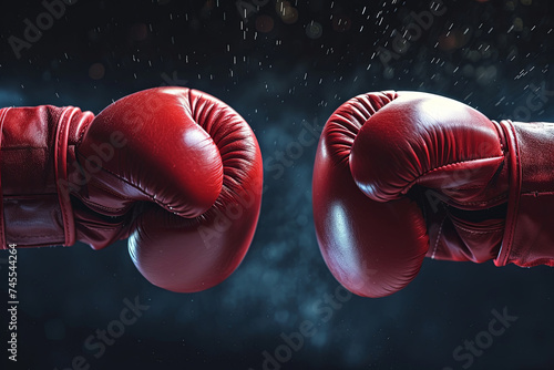 Two Boxing Gloves Clashing in a Test of Strength © Emanuel