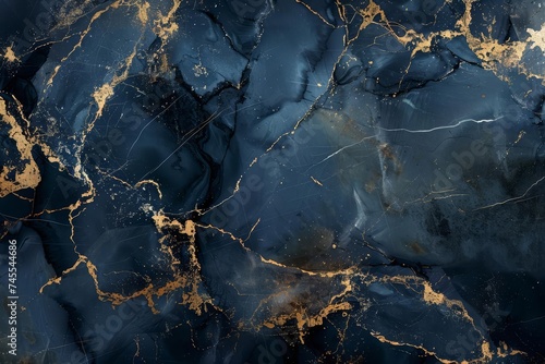 Luxurious abstract marble texture in shades of navy and gold Creating an elegant and sophisticated background