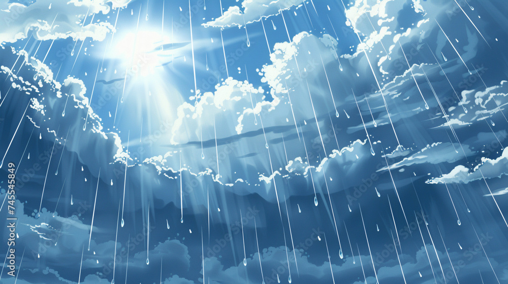 雨降りの空を見上げる 背景イラスト素材 Stock Illustration | Adobe Stock