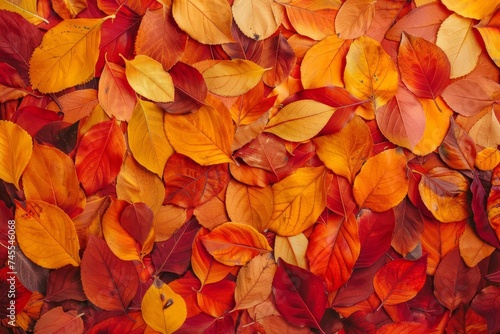 Vibrant background filled with autumn leaves Symbolizing the beauty and warmth of the fall season Perfect for seasonal themes and decorative projects