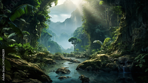 Deep tropical jungles of Southeast Asia background