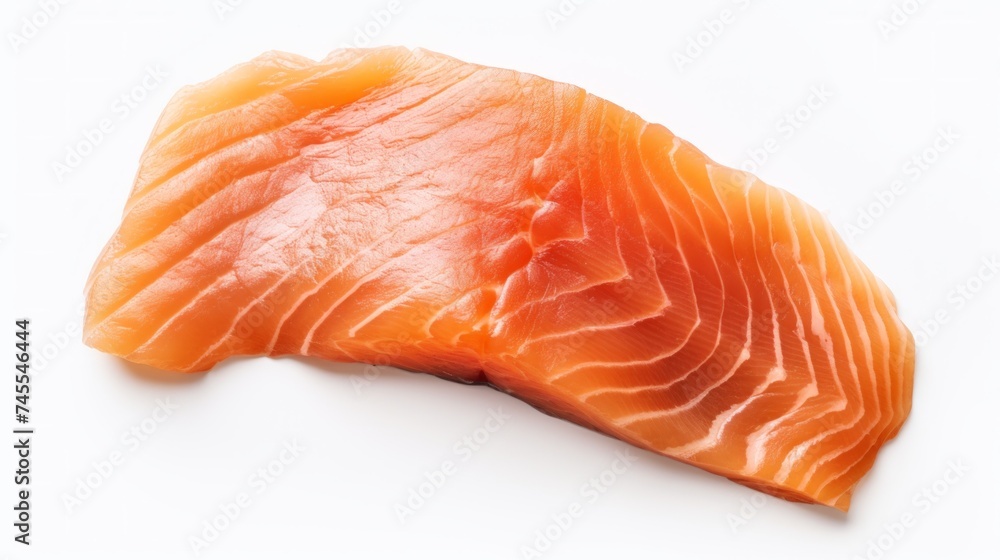 Close-up realistic photo of a moist trout fillet piece against a white background Generative AI Close-up realistic photo of a moist trout fillet piece against a white background Generative AI