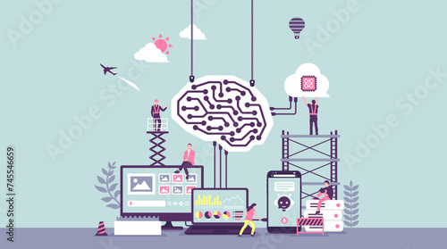 Generative AI (artificial intelligence) vector banner illustration