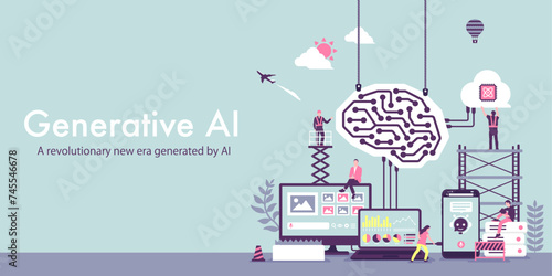 Generative AI (artificial intelligence) vector banner illustration
