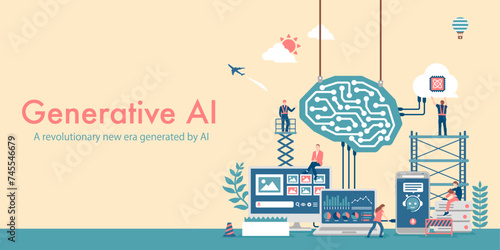 Generative AI (artificial intelligence) vector banner illustration photo