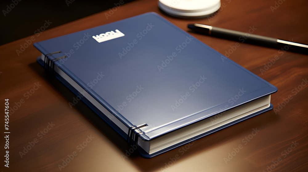 Blue HB Notebook on a Desk: A Symbol of Productivity and Academic Elegance