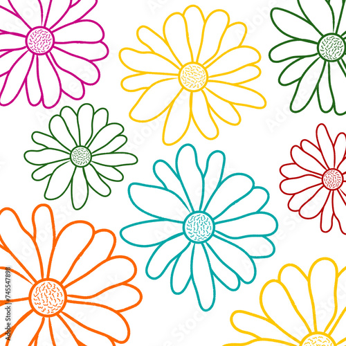 Colorful flower illustration for wall wallpaper 1