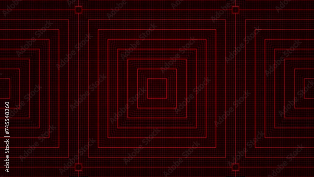 Red Crimson animation of sci-fy style of digital damage and glitch on headset display grid of squares Red Crimson animation of sci-fy style of digital damage and glitch on headset display grid of squares