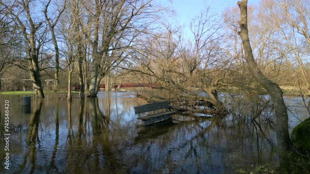 Drone shot of flooded bench Drone shot of flooded bench