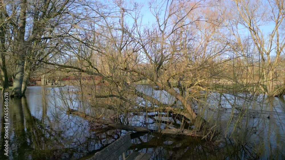 Drone shot of flooded bench Drone shot of flooded bench