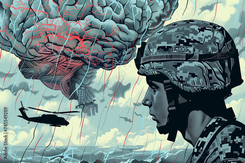 Soldier PTSD Mental Health Illustration photo