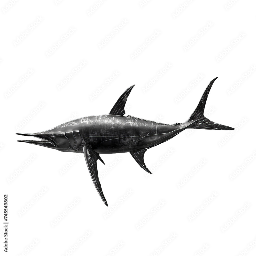 Fototapeta premium A black marlin isolated on transparent background, png