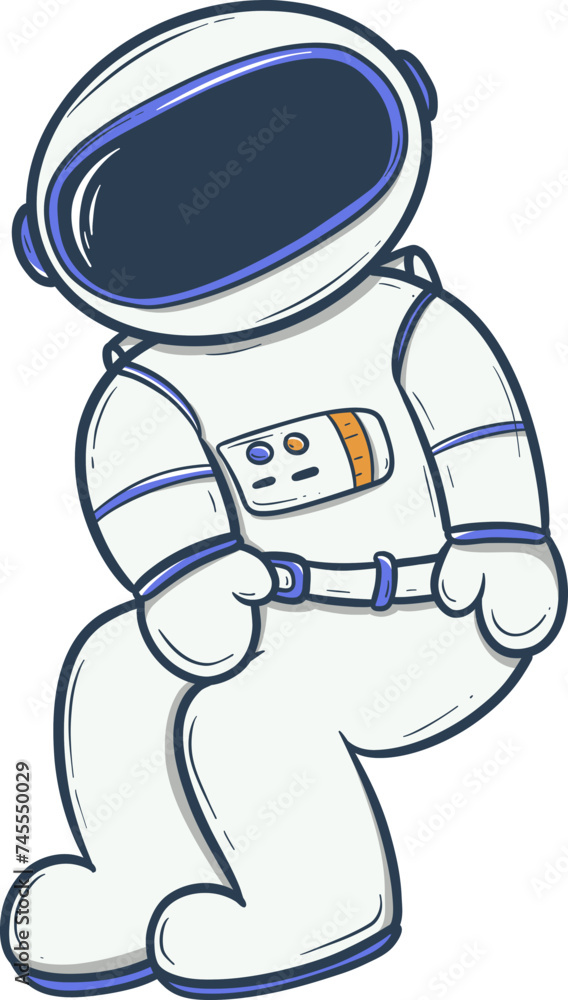 Cartoon astronaut standing with hands on hips Cartoon astronaut standing with hands on hips