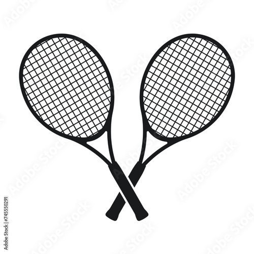 Tennis rackets crossed, tennis logo, crossed tennis racquets, vector illustration