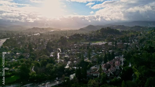 Drone shot of the Walnut Creek neighborhood in California. photo