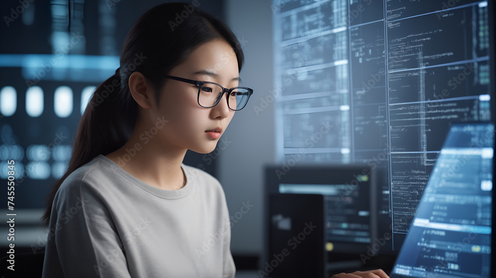 Portrait of a woman programmer at work Portrait of a woman programmer at work