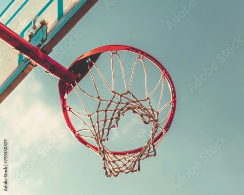 Basketball hoop net swooshing with victory3