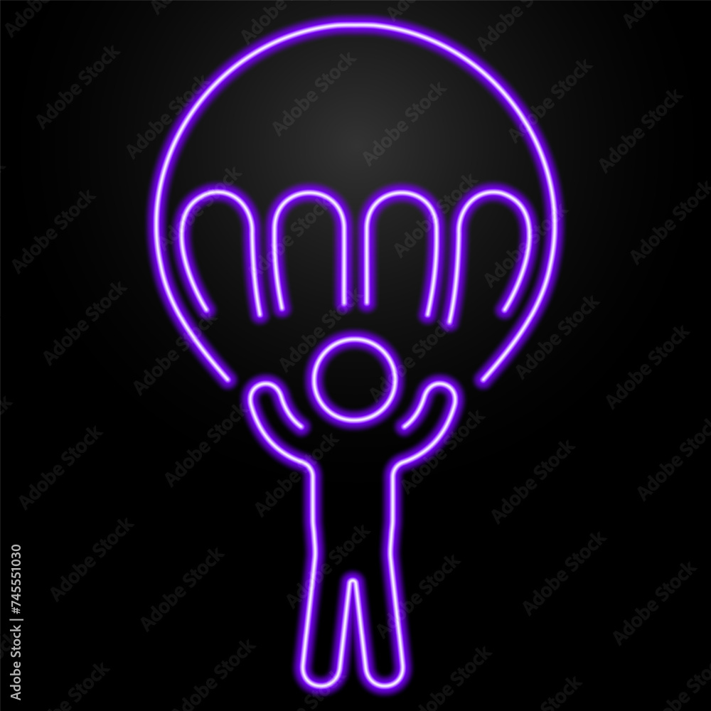 Parachutist neon sign, modern glowing banner design, colorful modern design trend on black background. Vector illustration. Parachutist neon sign, modern glowing banner design, colorful modern design trend on black background. Vector illustration.