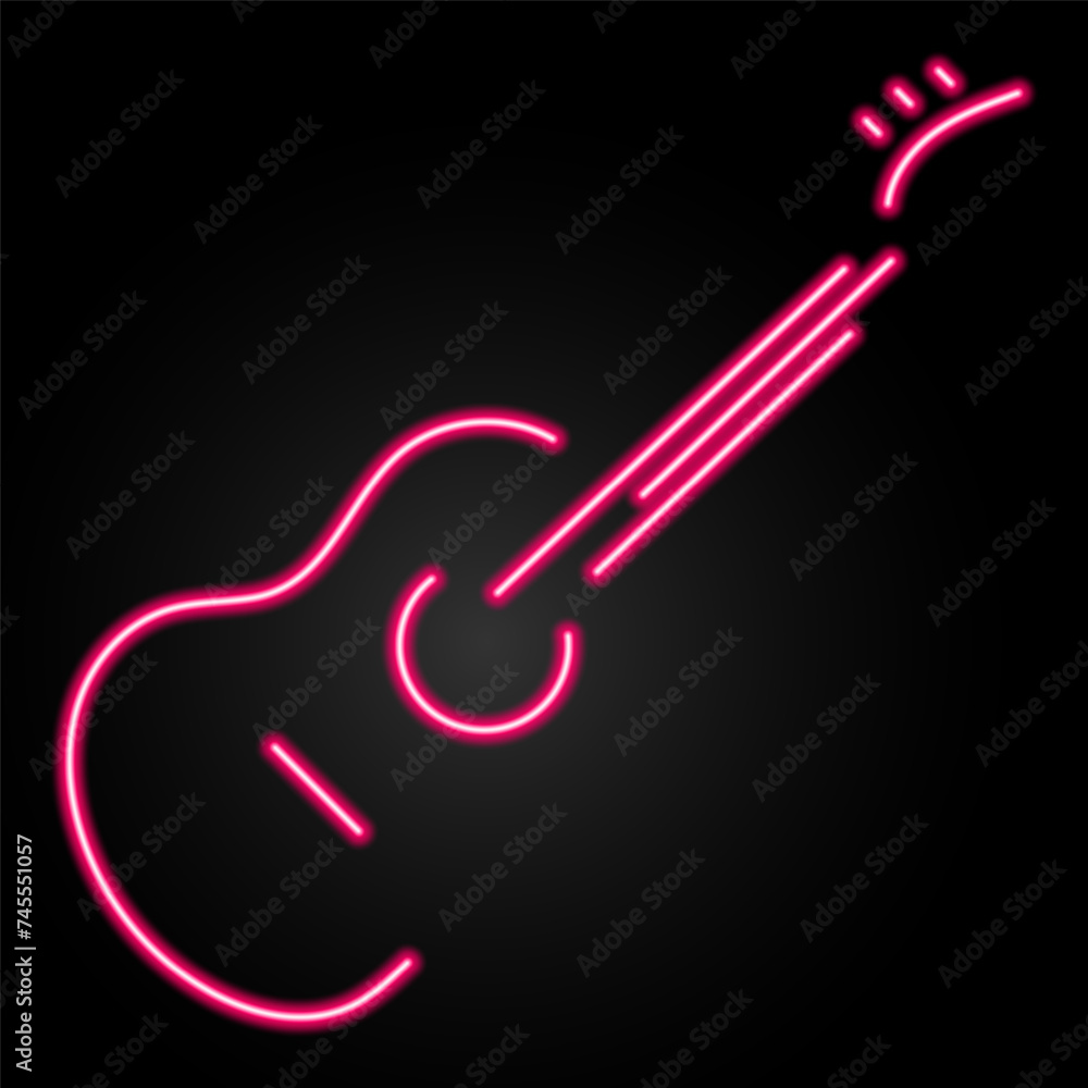 guitar neon sign, modern glowing banner design, colorful modern design trend on black background. Vector illustration. guitar neon sign, modern glowing banner design, colorful modern design trend on black background. Vector illustration.