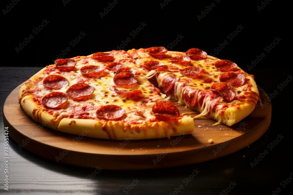 Savory Pizza pepperoni italian. Italian food. Generate Ai