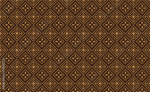 Flower geometric pattern diamonds shapes and lines. Seamless vector background. Brown and gold ornament. Ornament for fabric, wallpaper, packaging, Decorative print