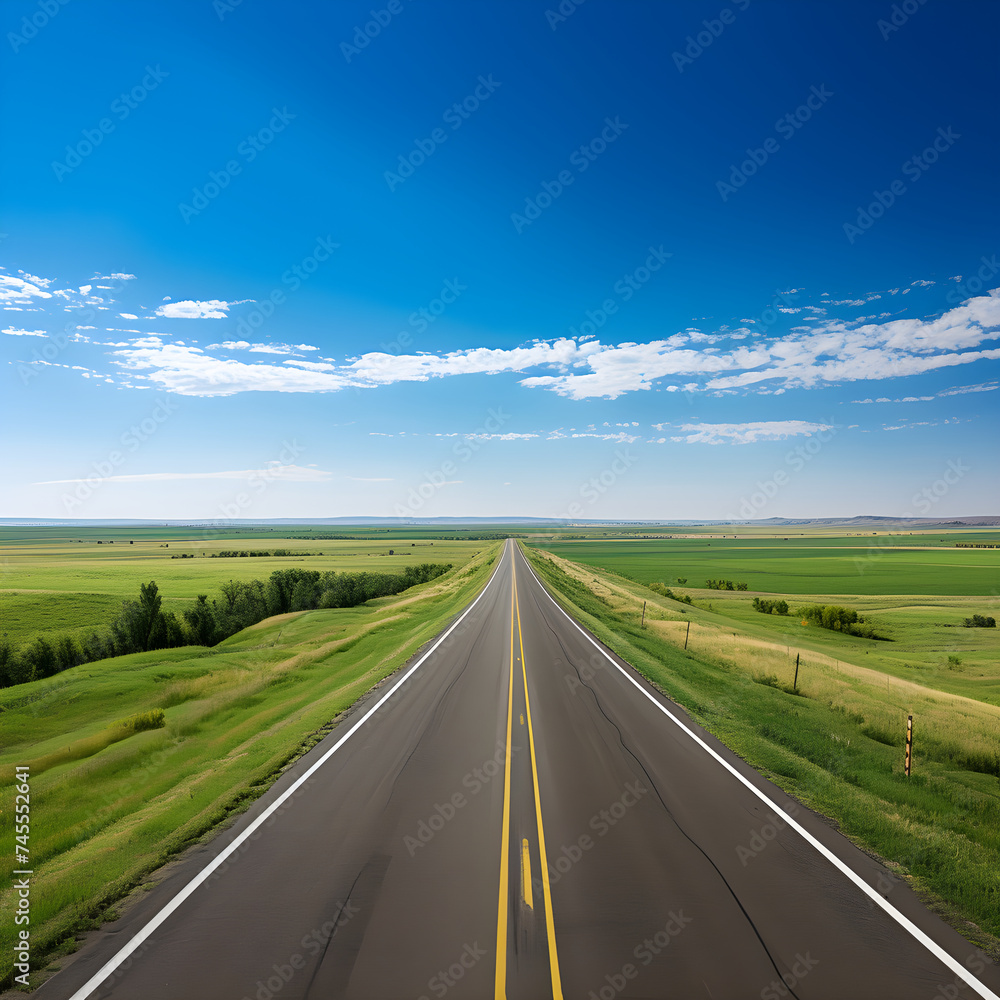 Uninterrupted Journey: The Serene and Scenic View of the Desolate HH Highway Stretching into the Horizon