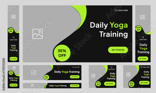 Yoga and meditation web banner template that may be edited and altered for social media posts. Vector eps 10 format is used for the template