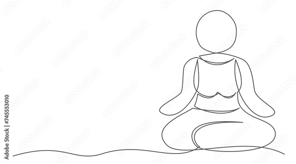 Yoga One line drawing isolated on white background Yoga One line drawing isolated on white background