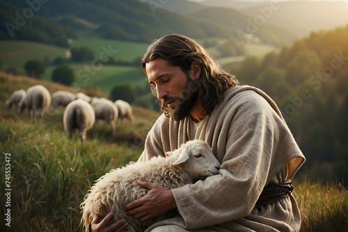 Jesus recovered the lost sheep photo