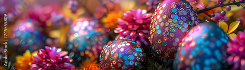 Easter Splendor: Bejeweled Eggs Amid Floral Bliss