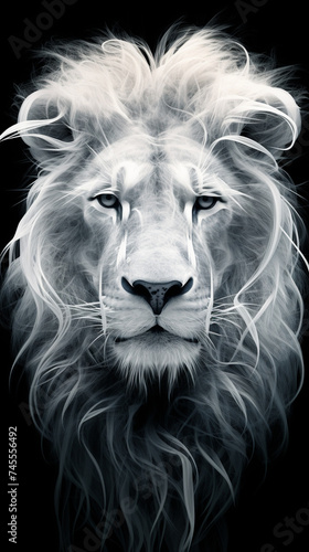 Image of a white lion in x-ray photography style. photo