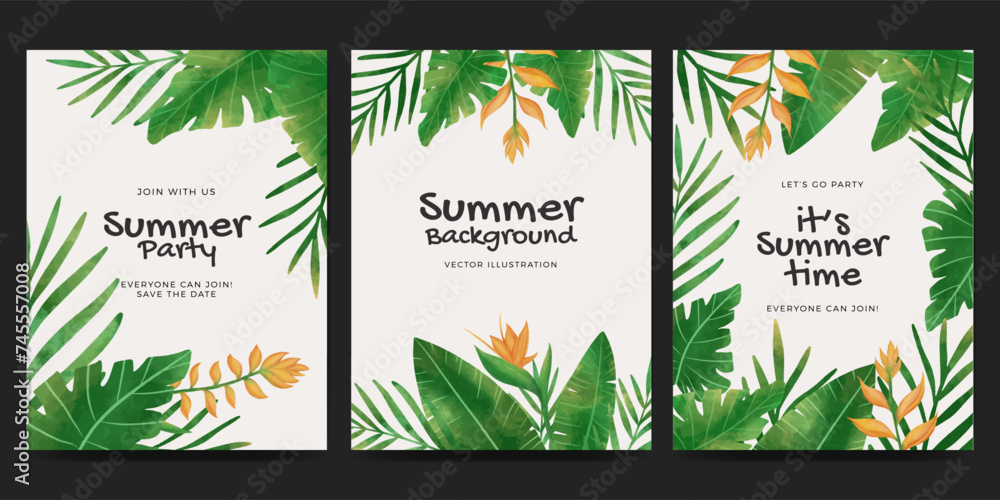 set of tropical summer card or poster