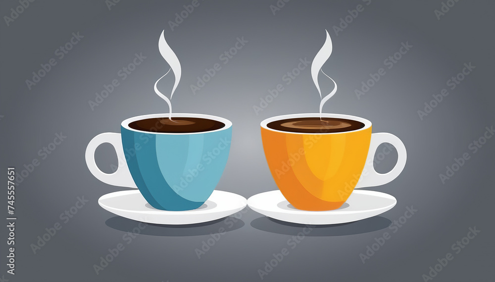 Artistic Illustration of Two Coffee Cups in Flat Vector Style Artistic Illustration of Two Coffee Cups in Flat Vector Style