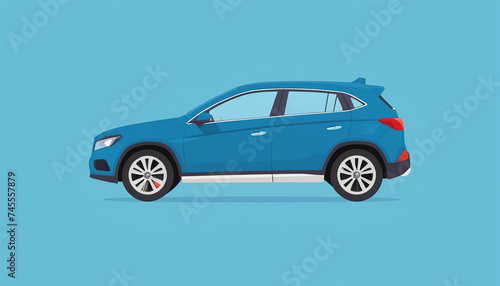Modern Flat Style Vector Illustration of Medium Size Crossover Car
