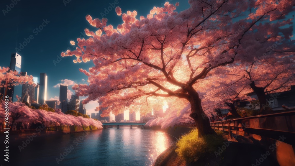 日本の桜並木 日本の桜並木