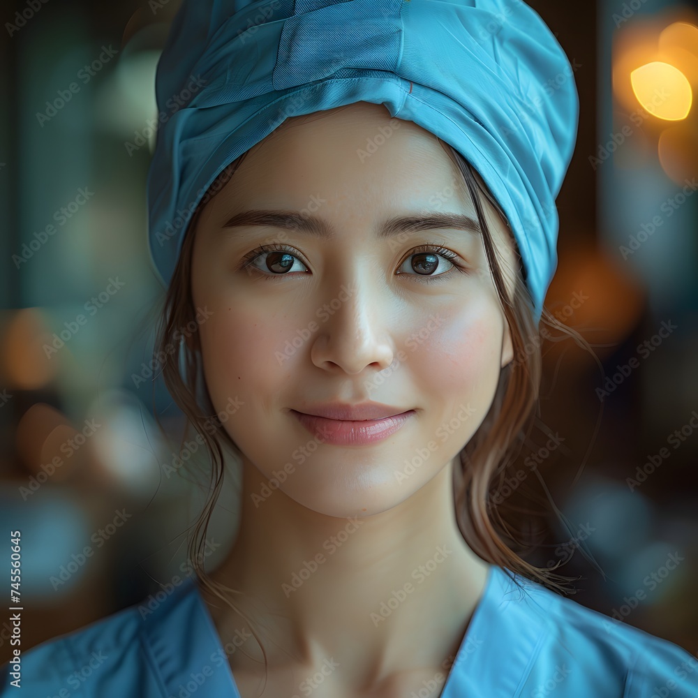 Attractive young asian surgeon stands confidently in theatre Attractive young asian surgeon stands confidently in theatre