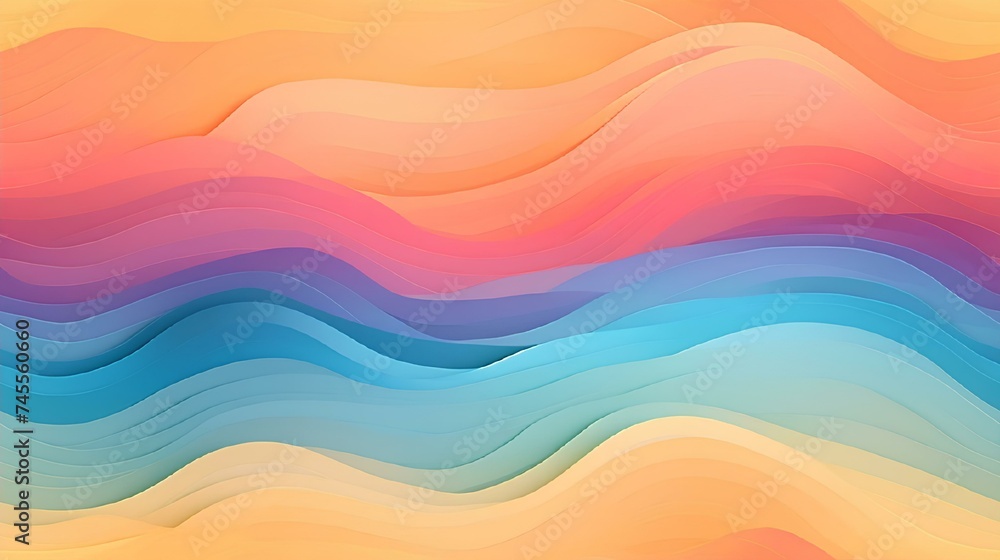 Soft Rainbow Waves Background - Abstract Colorful Style, Calm Concept, Ideal for Textile Design, Print Material, and Relaxation Themed Advertising