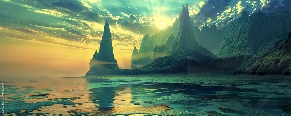 Fantasy landscapes realms of dreams and imagination where magic is real - obrazy, fototapety, plakaty 