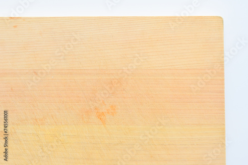 wooden cutting board isolated on white background  plank wood in the kitchen