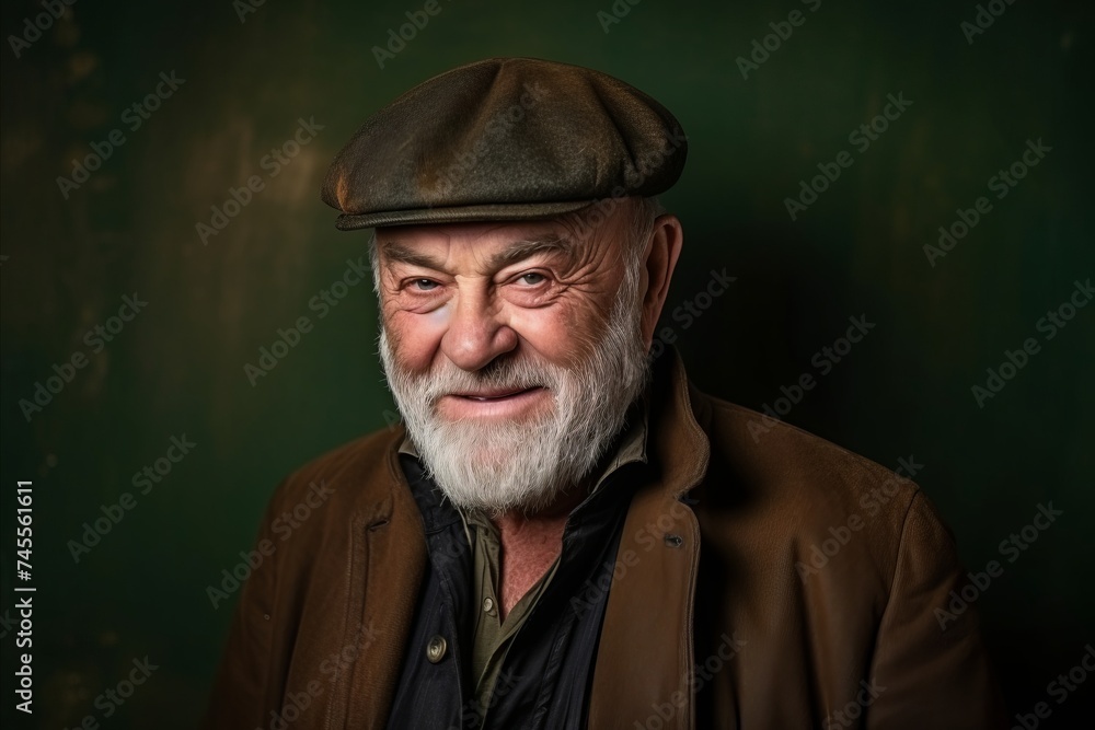 Portrait of an old man with a gray beard and a cap. Portrait of an old man with a gray beard and a cap.