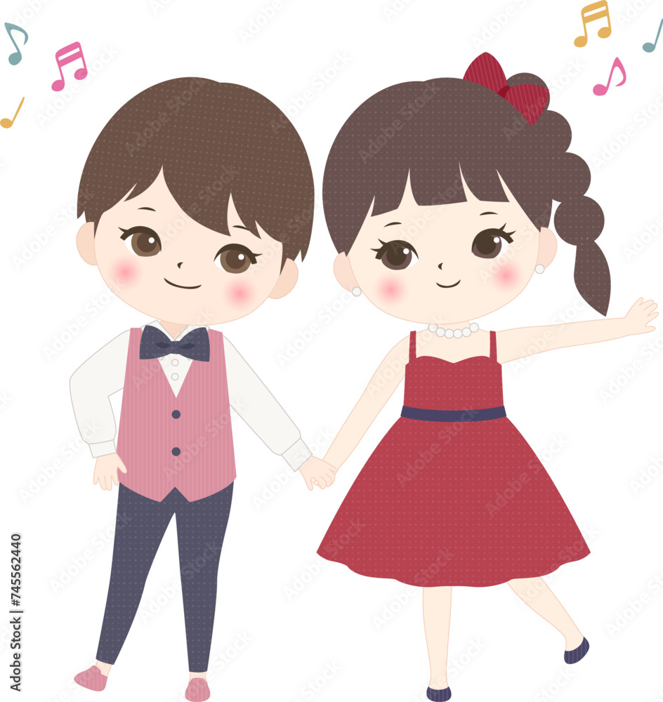 踊っている男の子と女の子