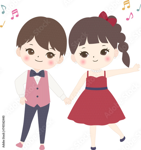 踊っている男の子と女の子