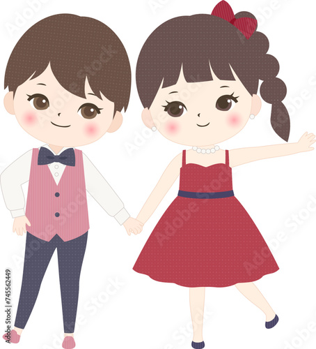 踊っている男の子と女の子