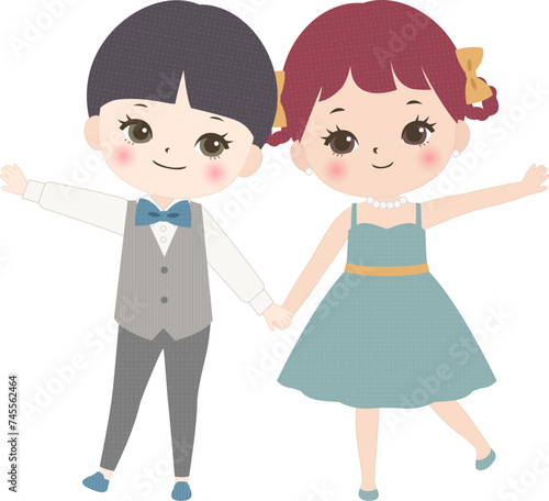 踊っている男の子と女の子