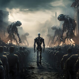 Robot war army uprising led by artificial intelligence terminator 
