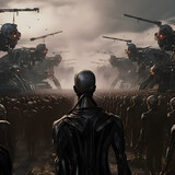 Robot war army uprising led by artificial intelligence terminator 