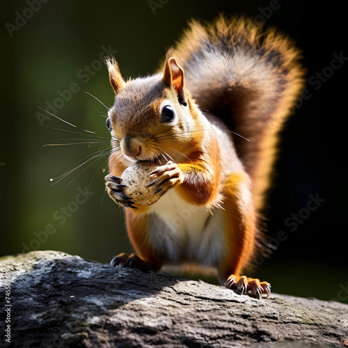 wild squirrel in the park enjoying nut chipmunk photo